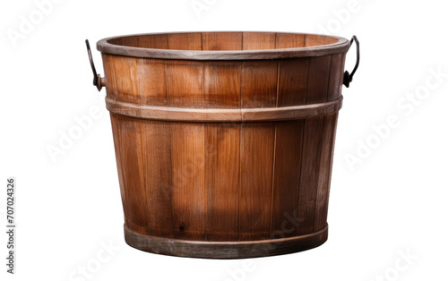 Wooden Well Bucket, a Echoing Nostalgia and Utility on a White or Clear Surface PNG Transparent Background