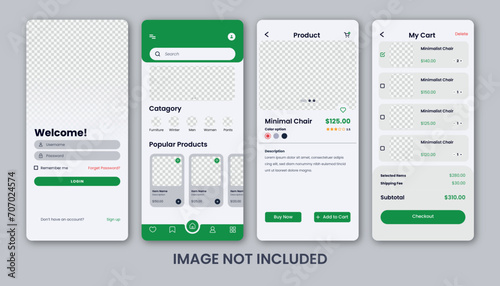 Ecommerce app user interface for android and ios.