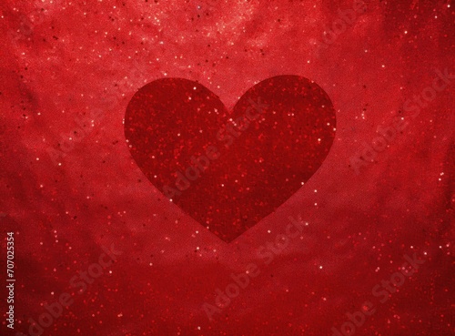 A Luminous Red Heart Amidst a Glittery Abyss - Generative AI