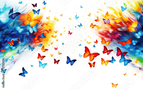 Experience the Explosive Beauty of Colorful Butterfly Detonation on a White or Clear Surface PNG Transparent Background