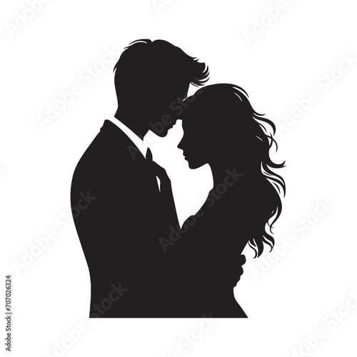 Whispering Love Shadows: Valentine Couple Silhouette, Ideal for Romantic Stock - Valentine Vector, Couple Vector Stock 