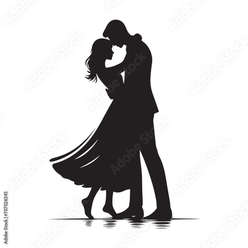 Tender Valentine Kiss Harmony: Valentine Couple Silhouette, Perfect for Stock Collections - Valentine Vector, Couple Vector Stock 