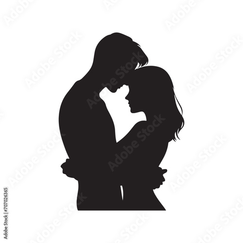 Intimate Love Serenity: Valentine Couple Silhouette, Mesmerizing Moment for Stock - Valentine Vector, Couple Vector Stock 