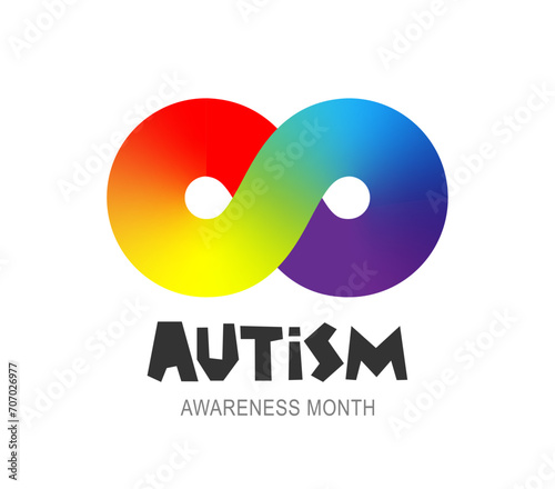 Autism Awareness Month. Rainbow sign of infinity. The colors of the rainbow symbolize the richness of the autistic spectrum
