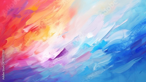 Abstract colorful style with impressionist paint strokes background. AI generated image photo