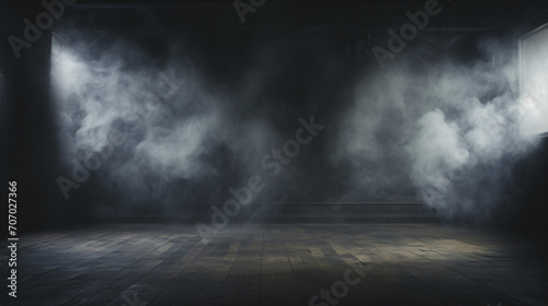 Photo a dark empty room with smoke