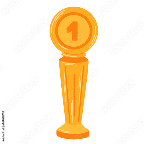 Winner trophy cup. Symbols of relay race, competition victory, champion or winner. Vector hand draw illustration isolated on white.