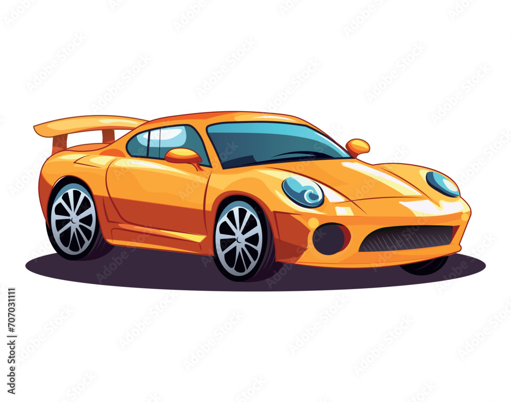 Sport car of colorful set. This exhilarating cartoon illustration of a sportscar with dynamic design captures the essence of high-speed excitement. Vector illustration.