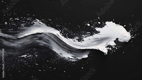 White brush strokes on black background, abstract creative background photo
