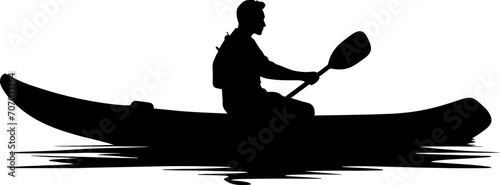 kayak Printable Vector Illustration. Kayaking silhouettes vector. Set of silhouettes of people swimming in a canoe. AI generated illustration.