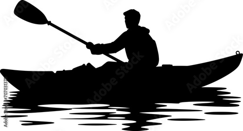 kayak Printable Vector Illustration. Kayaking silhouettes vector. Set of silhouettes of people swimming in a canoe. AI generated illustration.