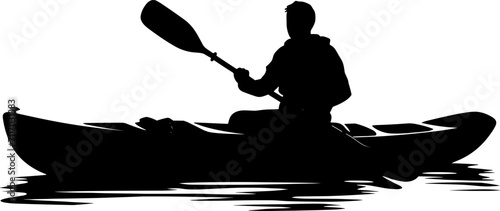 kayak Printable Vector Illustration. Kayaking silhouettes vector. Set of silhouettes of people swimming in a canoe. AI generated illustration.