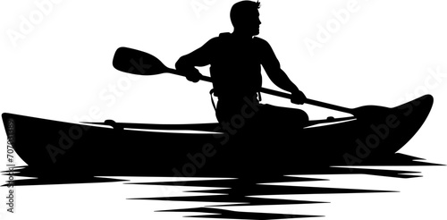 kayak Printable Vector Illustration. Kayaking silhouettes vector. Set of silhouettes of people swimming in a canoe. AI generated illustration.