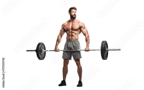 Workout Experience with a Muscular Man and Barbell on a White or Clear Surface PNG Transparent Background