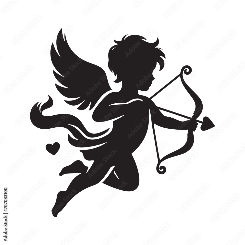 Fototapeta premium Cupid's Loving Serenade: Mesmerizing Valentine Stock - Love Vector - Cupid Vector 