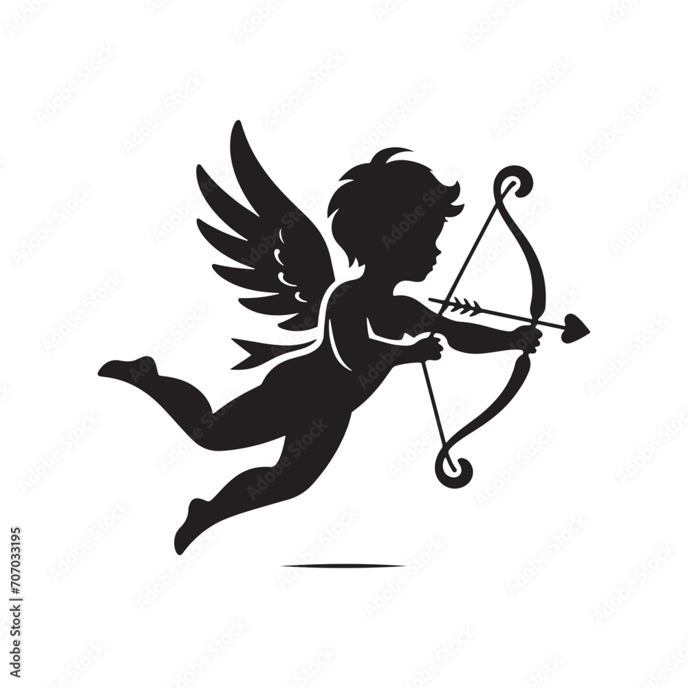 Fototapeta premium Endearing Cupid Love Whisper: Tender Valentine Moment for Stock - Cupid Vector - Love Vector 