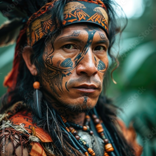 indigene tribe warrior with tattoos