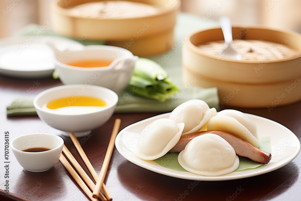 peking duck with steamed buns on side peking duck with steamed buns on side