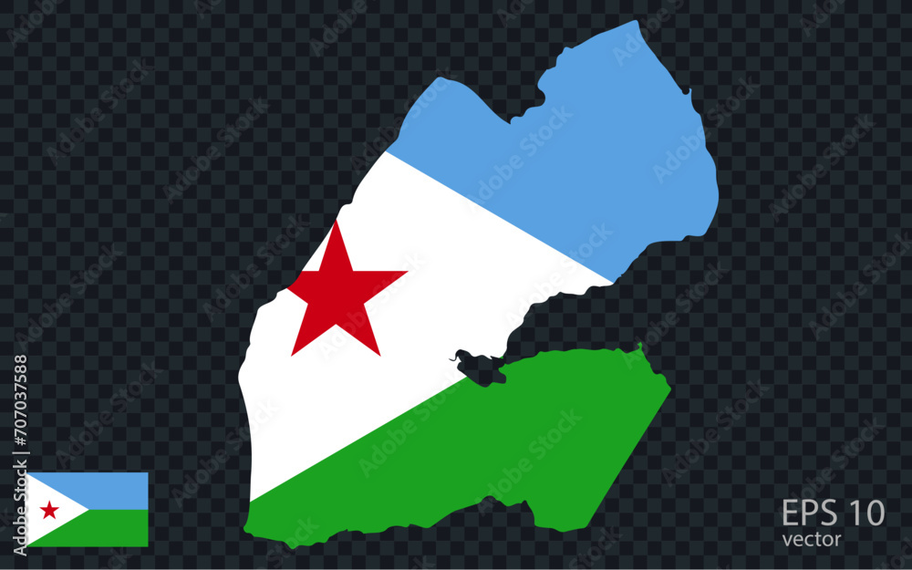 Fototapeta premium Vector map of Djibouti. Vector design isolated on grey background. 