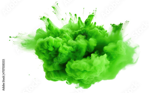 The Artistry Behind a Vibrant Green Powder Detonation in High Definition on a White or Clear Surface PNG Transparent Background