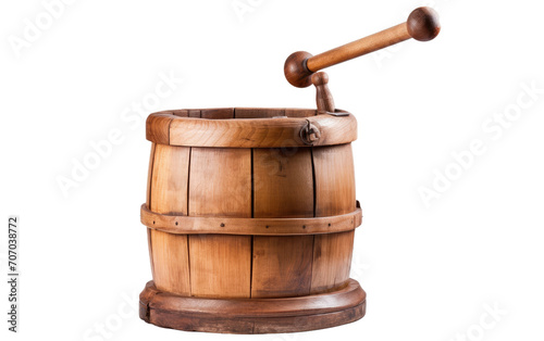 Rediscovering Tradition with a Wooden Butter Churn, Crafted for Timeless Quality on a White or Clear Surface PNG Transparent Background