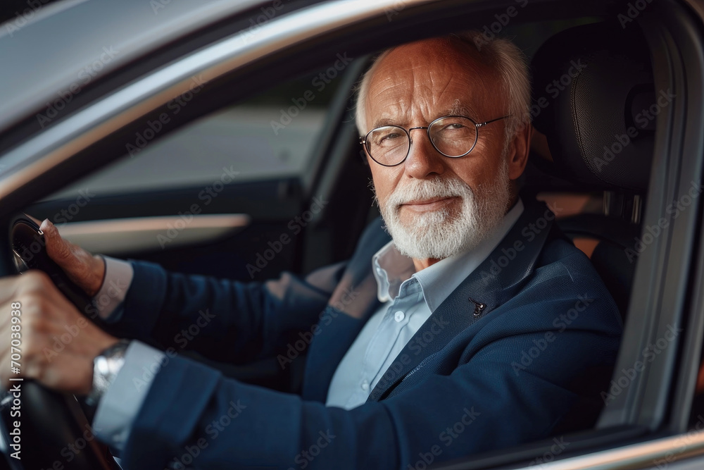 Sophisticated Senior Professional Driving