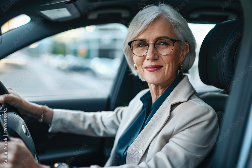 Successful Senior Woman in Car