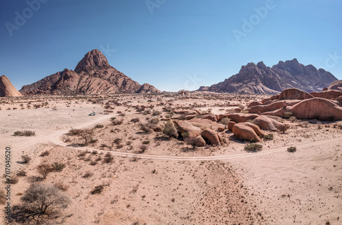 panoramic view to the mountains of spitzkoppe
