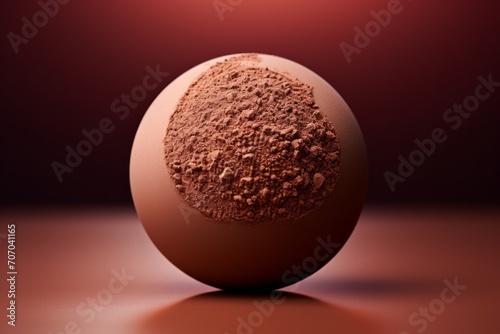 3D Render of a Chocolate Truffle  on an isolated Cocoa Brown background  Generative AI