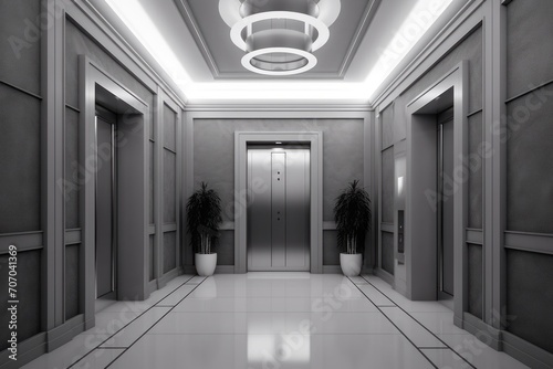 Elegant Elevator in Modern Interior Design Hall