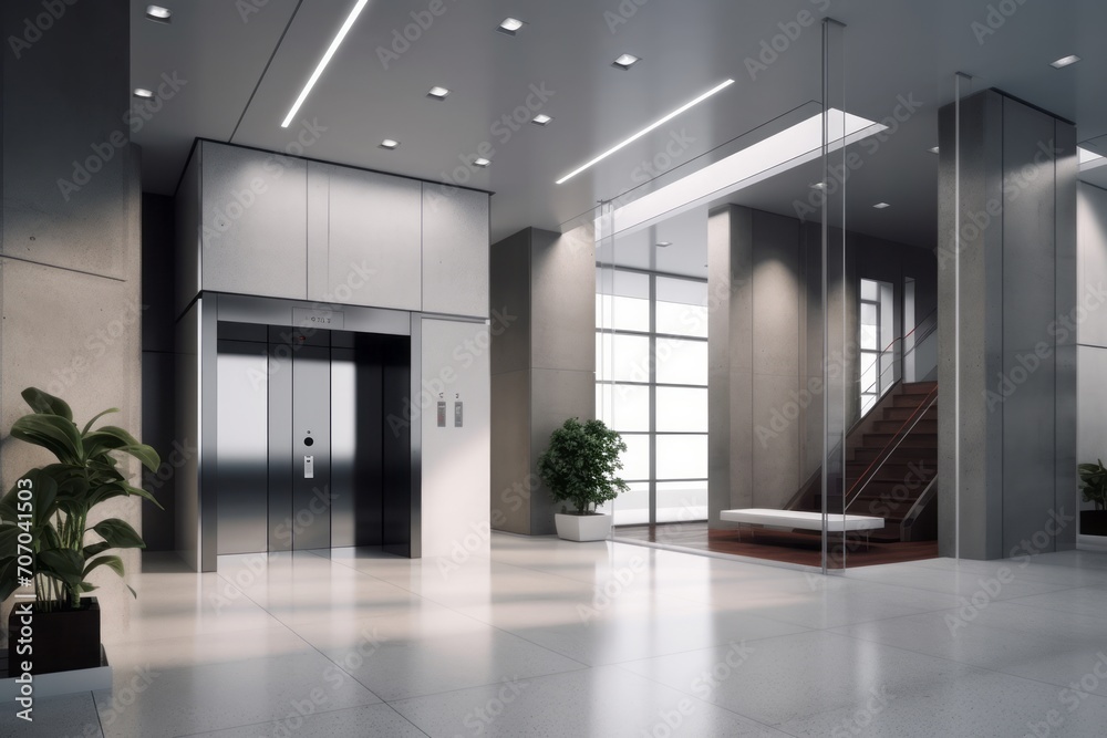 Fototapeta premium Elegant Elevator in Modern Interior Design Hall