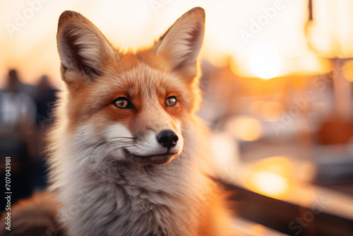 Images about wild fox on ferries  in the style of shallow depth of field  wood  photo taken with nikon d750  cute and dreamy  light maroon and orange  group material  quadratura  