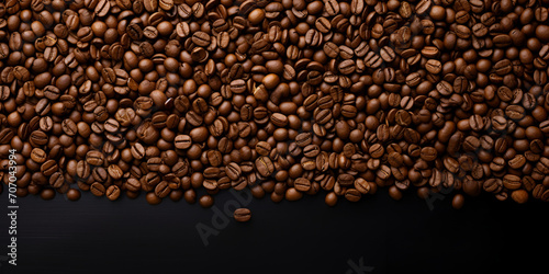  coffee. Coffee beans on the table. View from the top  banner