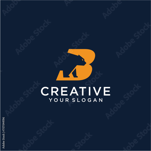 b logo design with bear