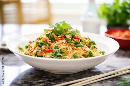 asian-style noodle salad with peanuts and cilantro