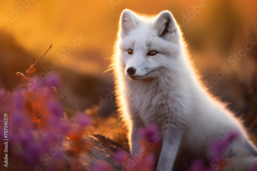Arctic fox, pteropus arcticus | 500px, in the style of golden light, vibrant colors in nature, norwegian nature, focus stacking, white and gray, saturated color field, photo-realistic hyperbole

