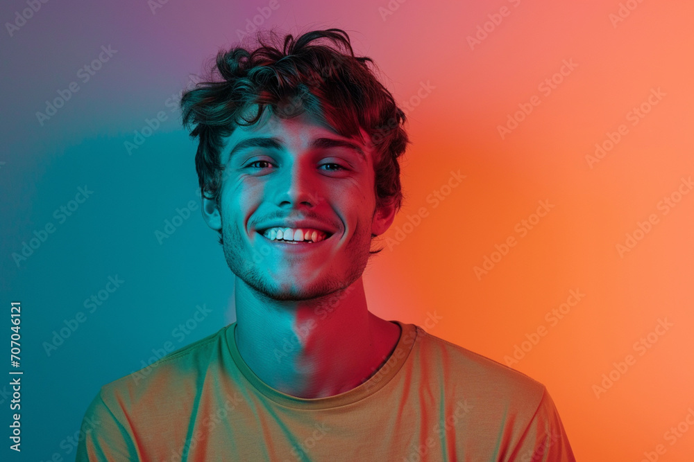 Fashion young man in studio giving pose on isolated color background