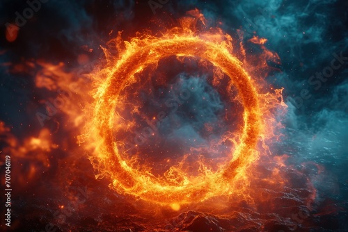 Abstract background circle fire frame. Generative AI © itchaznong