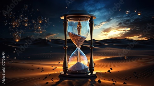 hourglass in desert