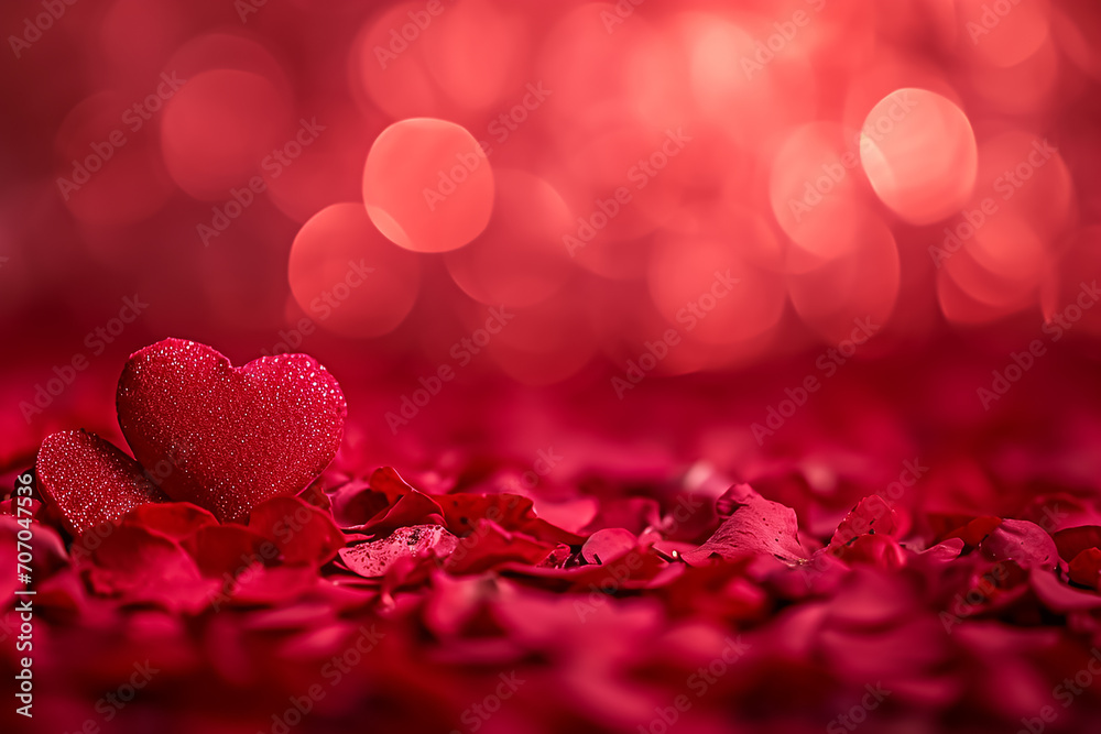 Red color abstract background surrounded by romantic atmosphere of floating hearts. Saint Valentine's Day Red color abstract background surrounded by romantic atmosphere of floating hearts. Saint Valentine's Day