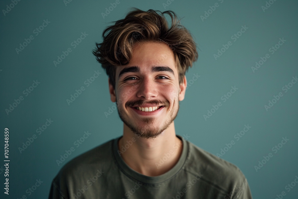 Fototapeta premium Fashion young man in studio giving pose on isolated color background