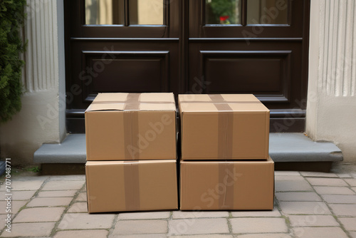 Cardboard boxes near the front door