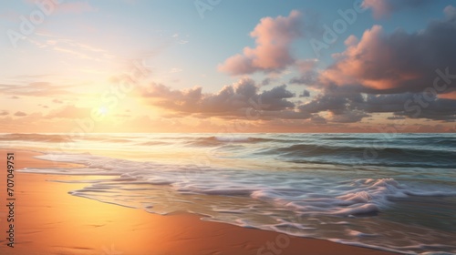 Beach with calm waves with beautiful views of the sunrise. © Muamanah