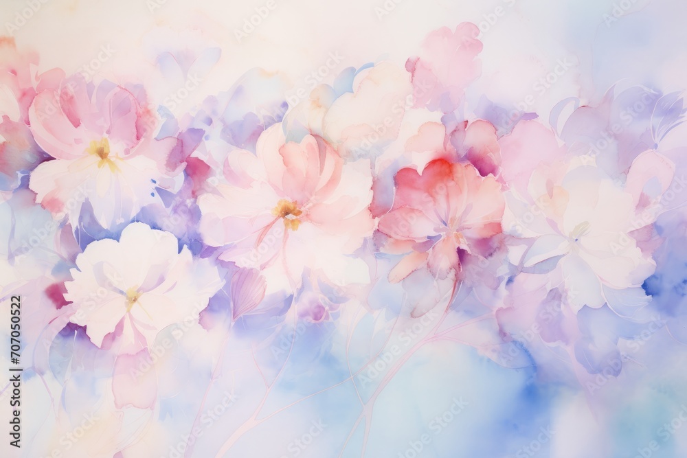 Immerse yourself in the soothing allure of watercolor mastery with a background that harmoniously blends hues and forms, Generative AI - obrazy, fototapety, plakaty 