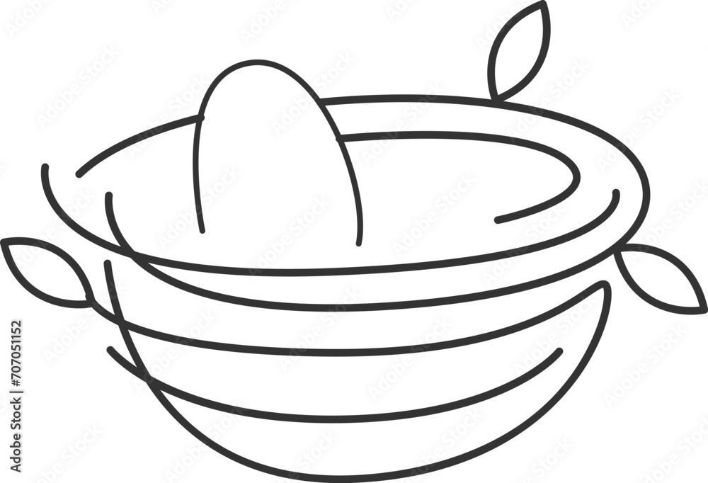 Bird Nest With Egg Outline Bird Nest With Egg Outline