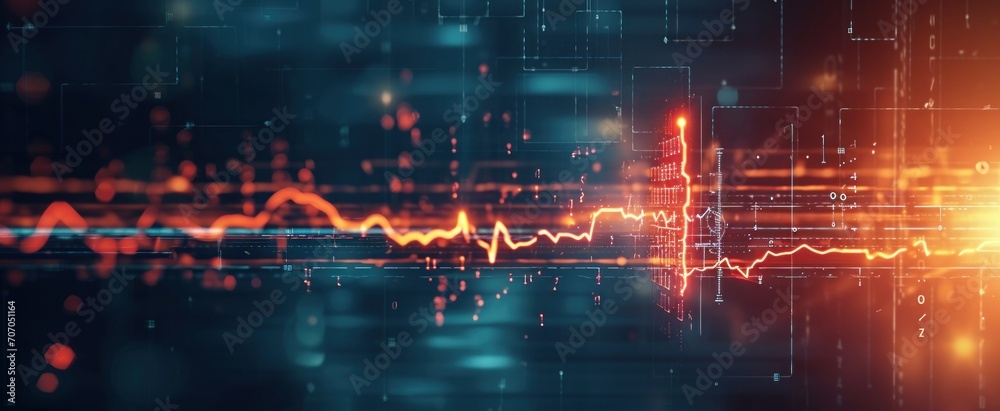 Heartbeat line transforming into a digital AI code, AI role in real-time patient monitoring and heart health management. Advanced AI technology for cardiac care Heartbeat line transforming into a digital AI code, AI role in real-time patient monitoring and heart health management. Advanced AI technology for cardiac care