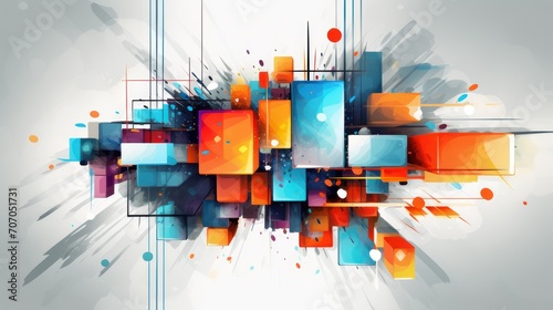 3D geometric rectangle colorfull modern graffiti style design illustration