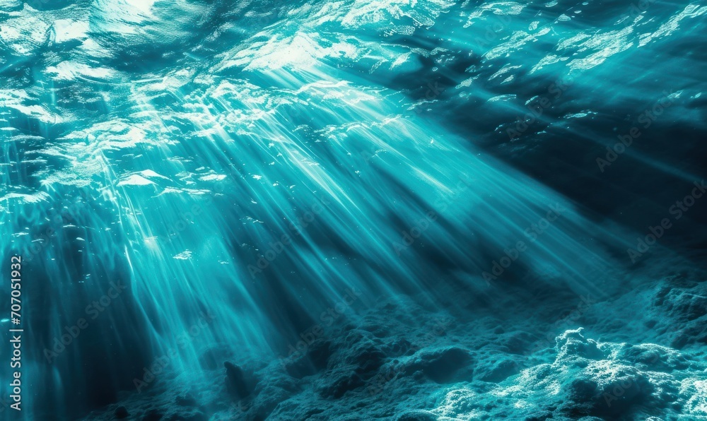 Un fond abstrait de couleur bleu avec une lumière cyan, dans le style des rayons du soleil