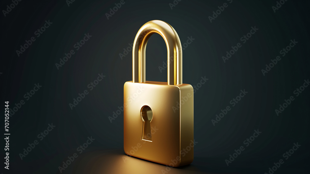 Golden lock, financial economic data money security concept illustration Golden lock, financial economic data money security concept illustration