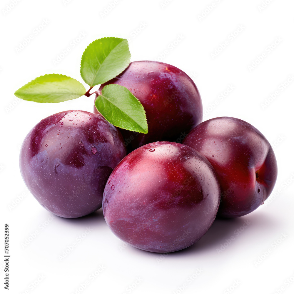 Plums isolated on clear white background